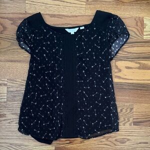LC Lauren Conrad Black Blouse with Arrow Pattern